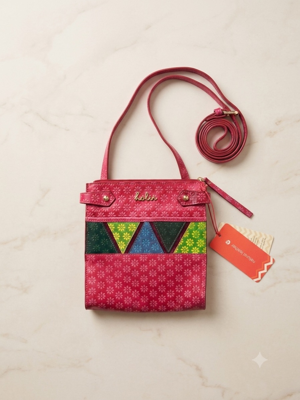 Holii Genuine Leather Embossed Crossbody Bag, Handcrafted